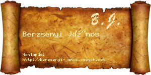 Berzsenyi János névjegykártya